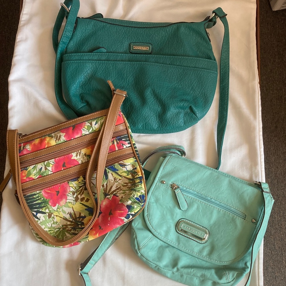 Rosetti Teal and Mint Crossbody Bags and Croft and Barrow Floral bag Set